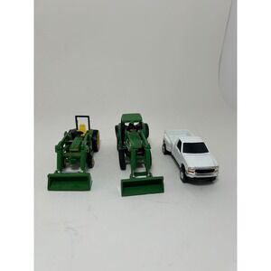 John Deere Toy Tractor Set with Ford Dually Pickup Truck 3 Piece Farm Lot